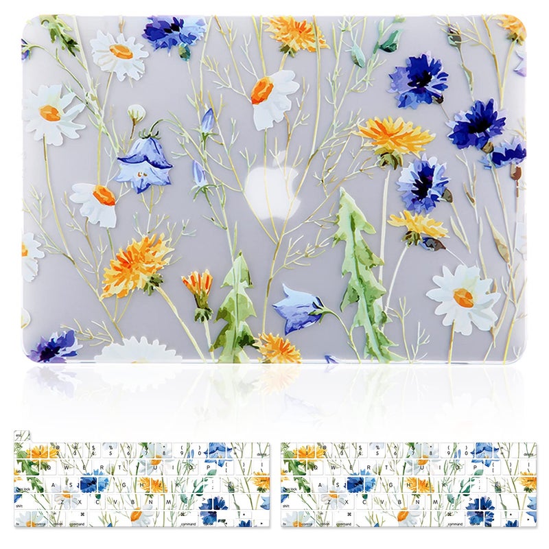 iDonzon Case for MacBook Pro 13 inch M2 M1 A2338 A2289 A2251 A2159 A1989 A1706 2023-2016 Release, 3D Effect Matte Clear See Through Hard Cover&Keyboard Cover Compatible Pro 13.3 Touch ID, Floral - Image 1